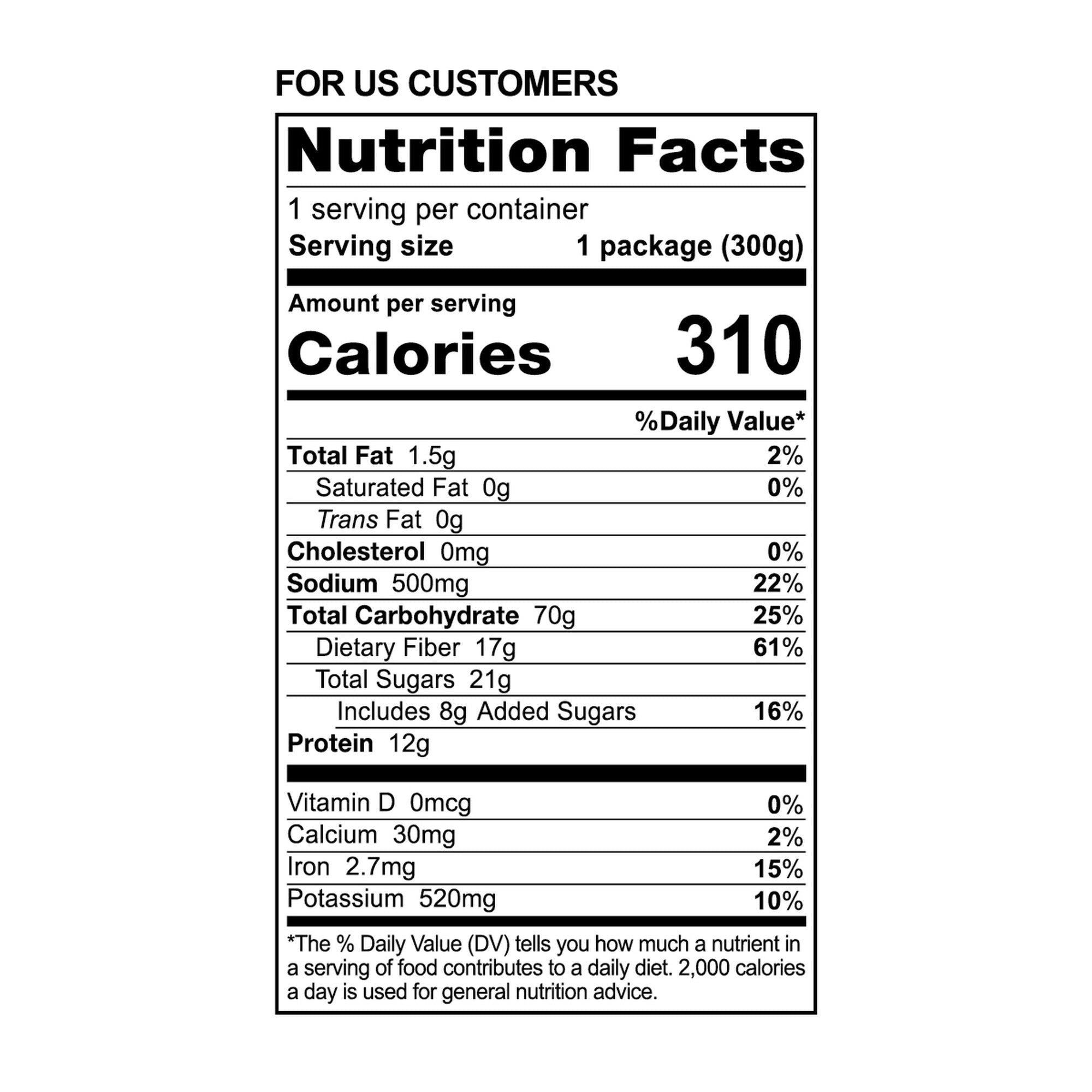 Red Bean Juk nutrition facts
